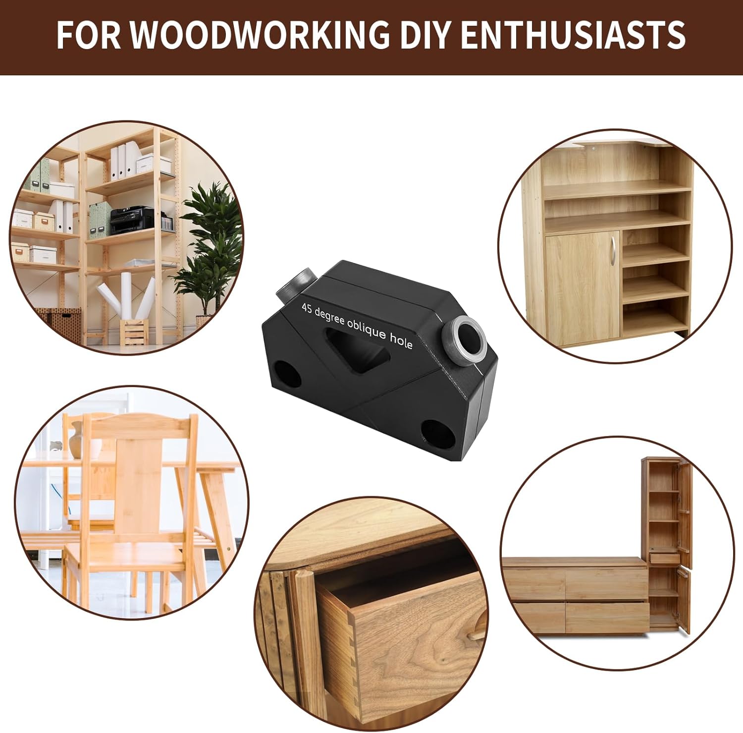 Dowel Jig X for Angled Dowel Joints, Joints Pocket Hole Jig Kit Dowel Jig Kit Handheld Dowel Drill Guide Drilling Assistant with Drill Bit, Hex Key Parts for Woodworking DIY Carpentry Projects