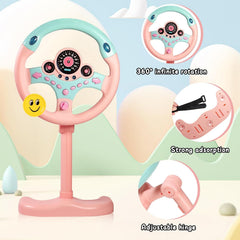 Steering Wheel Driving Toy, Simulated Steering Wheel for Kids, Electric Car Steering Wheel Toys, Educational Children Skills Training Gift