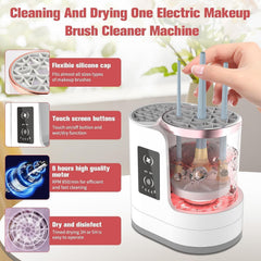 Makeup Brush Cleaner, 3 IN 1 Makeup Brush Cleaner Machine with Dual-Direction Cleaning, 2H/5H Dryer Timer, Detachable Wash Tank, Touch Control, and 5-Min Quick Wash