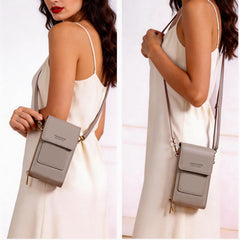 Cell Phone Bag, PU Leather Crossbody Cellphone Purse for Women, Touch Screen Cell Phone Pouch Holder Shoulder Bag RFID Blocking Wallet Handbag with Shoulder Strap
