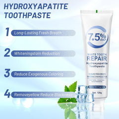7.5% Hydroxyapatite Toothpaste, Hydroxyapatite Toothpaste, 7.5% White Tooth Repair Hydroxyapatite, 7.5% Repair Toothpaste, Gentle Mint, Fresh Breath