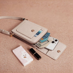 Cell Phone Bag, PU Leather Crossbody Cellphone Purse for Women, Touch Screen Cell Phone Pouch Holder Shoulder Bag RFID Blocking Wallet Handbag with Shoulder Strap
