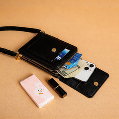 Cell Phone Bag, PU Leather Crossbody Cellphone Purse for Women, Touch Screen Cell Phone Pouch Holder Shoulder Bag RFID Blocking Wallet Handbag with Shoulder Strap