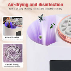 Makeup Brush Cleaner, 3 IN 1 Makeup Brush Cleaner Machine with Dual-Direction Cleaning, 2H/5H Dryer Timer, Detachable Wash Tank, Touch Control, and 5-Min Quick Wash