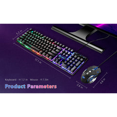 Wired Gaming Keyboard & Mouse Combo, USB Wired LED Backlight Gaming Mouse and Keyboard for Laptop PC Computer Gaming and Work
