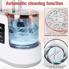 Makeup Brush Cleaner, 3 IN 1 Makeup Brush Cleaner Machine with Dual-Direction Cleaning, 2H/5H Dryer Timer, Detachable Wash Tank, Touch Control, and 5-Min Quick Wash