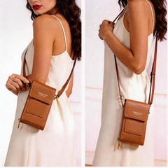 Cell Phone Bag, PU Leather Crossbody Cellphone Purse for Women, Touch Screen Cell Phone Pouch Holder Shoulder Bag RFID Blocking Wallet Handbag with Shoulder Strap