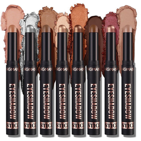8 Colors Fashion Pearly Shinny Eye Shadow, Durable Smooth Waterproof Eye Shadow Stick Sparkling Flash Eye Shadow Glossy Smoked Eye Makeup(A)