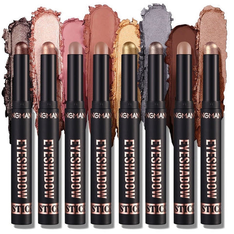 8 Colors Fashion Pearly Shinny Eye Shadow, Durable Smooth Waterproof Eye Shadow Stick Sparkling Flash Eye Shadow Glossy Smoked Eye Makeup(B)