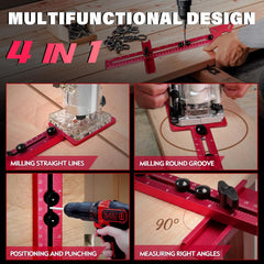 4 in 1 Aluminum Router Milling Groove Bracket (Rose Red)