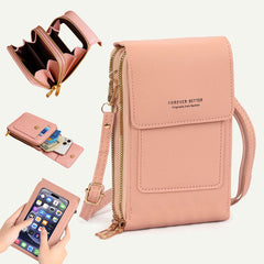 Cell Phone Bag, PU Leather Crossbody Cellphone Purse for Women, Touch Screen Cell Phone Pouch Holder Shoulder Bag RFID Blocking Wallet Handbag with Shoulder Strap