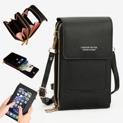 Cell Phone Bag, PU Leather Crossbody Cellphone Purse for Women, Touch Screen Cell Phone Pouch Holder Shoulder Bag RFID Blocking Wallet Handbag with Shoulder Strap