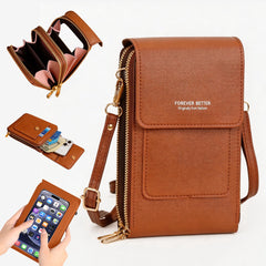 Cell Phone Bag, PU Leather Crossbody Cellphone Purse for Women, Touch Screen Cell Phone Pouch Holder Shoulder Bag RFID Blocking Wallet Handbag with Shoulder Strap
