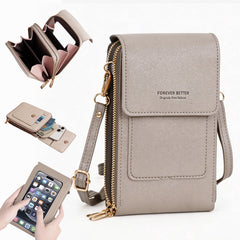 Cell Phone Bag, PU Leather Crossbody Cellphone Purse for Women, Touch Screen Cell Phone Pouch Holder Shoulder Bag RFID Blocking Wallet Handbag with Shoulder Strap