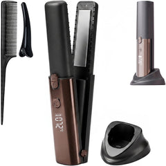 Cordless Hair Straightener and Curler, 2 in 1 Portable Flat Iron with Charging Dock, 4000mAh Rechargeable Battery, 4 Adjustable Temps 284°F-428°F