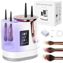 Makeup Brush Cleaner, 3 IN 1 Makeup Brush Cleaner Machine with Dual-Direction Cleaning, 2H/5H Dryer Timer, Detachable Wash Tank, Touch Control, and 5-Min Quick Wash
