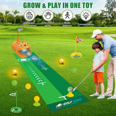 Kids Toy Golf Set, with Automatic Golf Returner, Golf Balls, Clubs, Putting Mat, Indoor Outdoor Sports Toy Birthday Gift