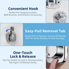 Suction Cup Shower Head Holder - 360° Adjustable. Adhesive Shower Head Hanger with Hook. Shower Handle/Wand/ Hose Bracket. Tool-Free Wall Mount for Handheld Showerheads. Fits Bathroom and RV