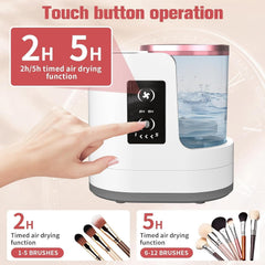 Makeup Brush Cleaner, 3 IN 1 Makeup Brush Cleaner Machine with Dual-Direction Cleaning, 2H/5H Dryer Timer, Detachable Wash Tank, Touch Control, and 5-Min Quick Wash
