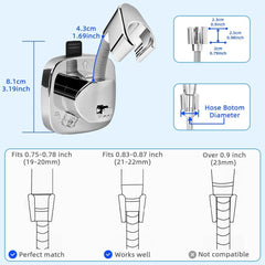 Suction Cup Shower Head Holder - 360° Adjustable. Adhesive Shower Head Hanger with Hook. Shower Handle/Wand/ Hose Bracket. Tool-Free Wall Mount for Handheld Showerheads. Fits Bathroom and RV