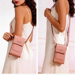 Cell Phone Bag, PU Leather Crossbody Cellphone Purse for Women, Touch Screen Cell Phone Pouch Holder Shoulder Bag RFID Blocking Wallet Handbag with Shoulder Strap