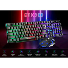 Wired Gaming Keyboard & Mouse Combo, USB Wired LED Backlight Gaming Mouse and Keyboard for Laptop PC Computer Gaming and Work