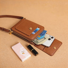 Cell Phone Bag, PU Leather Crossbody Cellphone Purse for Women, Touch Screen Cell Phone Pouch Holder Shoulder Bag RFID Blocking Wallet Handbag with Shoulder Strap