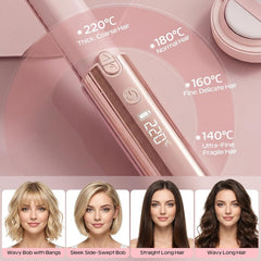 Cordless Hair Straightener and Curler, 2 in 1 Portable Flat Iron with Charging Dock, 4000mAh Rechargeable Battery, 4 Adjustable Temps 284°F-428°F