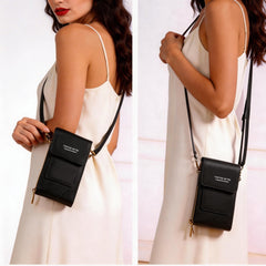 Cell Phone Bag, PU Leather Crossbody Cellphone Purse for Women, Touch Screen Cell Phone Pouch Holder Shoulder Bag RFID Blocking Wallet Handbag with Shoulder Strap