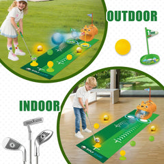 Kids Toy Golf Set, with Automatic Golf Returner, Golf Balls, Clubs, Putting Mat, Indoor Outdoor Sports Toy Birthday Gift