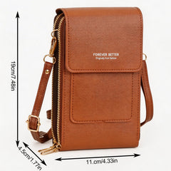 Cell Phone Bag, PU Leather Crossbody Cellphone Purse for Women, Touch Screen Cell Phone Pouch Holder Shoulder Bag RFID Blocking Wallet Handbag with Shoulder Strap