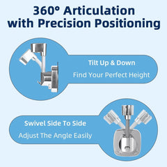 Suction Cup Shower Head Holder - 360° Adjustable, Adhesive Shower Head Hanger with Hook, Shower Handle/Wand/ Hose Bracket, Tool-Free Wall Mount for Handheld Showerheads, Fits Bathroom and RV