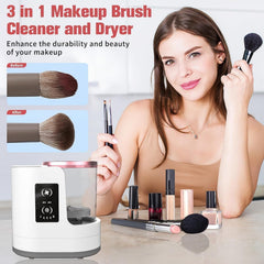 Makeup Brush Cleaner, 3 IN 1 Makeup Brush Cleaner Machine with Dual-Direction Cleaning, 2H/5H Dryer Timer, Detachable Wash Tank, Touch Control, and 5-Min Quick Wash